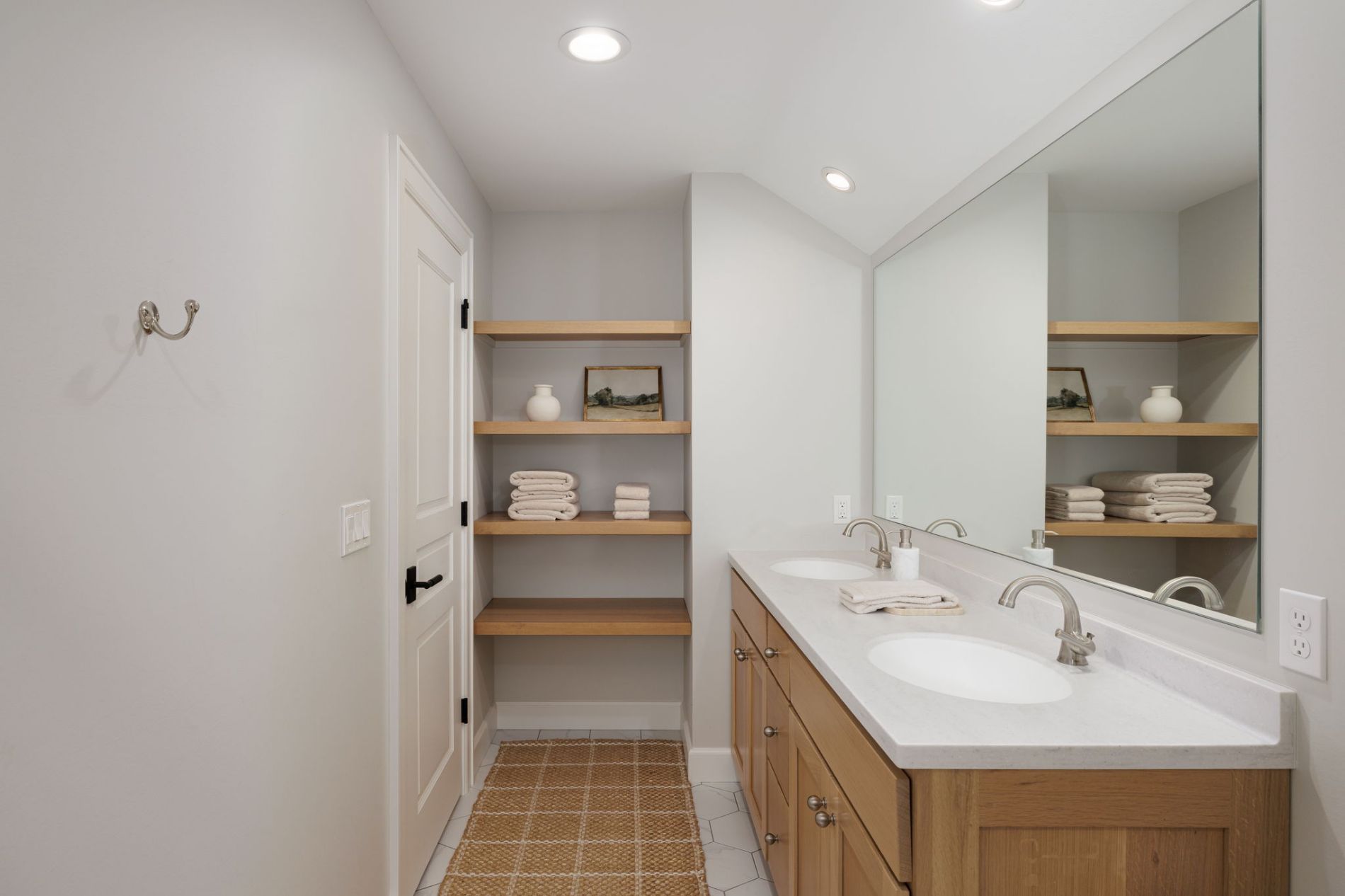 Upper-Level Bath with Double Vanity & Quarter-Sawn Oak Cabinetry